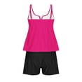 thumbnail image 5 of ZHOGXU Women's Tankini Swimsuit Sleeveless Solid Color Top And Bottoms Comfortable Stylish Two Piece Swimwear For Beach Pool,Hot Pink,M, 5 of 6