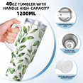 thumbnail image 3 of 40zo Ice Bar Cup With Handle Double Insulation Large Capacity Rust Prevention For Daily Travel And Other Scenes Watercolor Light Green Leaves (1), 3 of 8