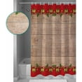 thumbnail image 6 of Christmas Shower Curtain Wood Grain Shower Curtains for Bathroom Decor Pine Cones Holly Leaf Golden Bell Christmas Decoration Bath Curtains Sets with Hooks Waterproof, 36x72 in, 6 of 6