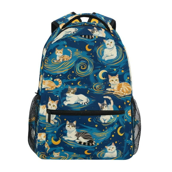 ALAZA Stylish Backpack Cartoon Cat Starry Night Elementary Bookbag Personalized Laptop School Bags Travel Daypack