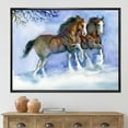 thumbnail image 2 of Designart 'Horses Running In Winter On Blue' Farmhouse Framed Canvas Wall Art Print, 2 of 5