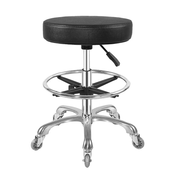 Taburete enrollable Ainilaily Heavy, hidráulico, con ruedas, negro