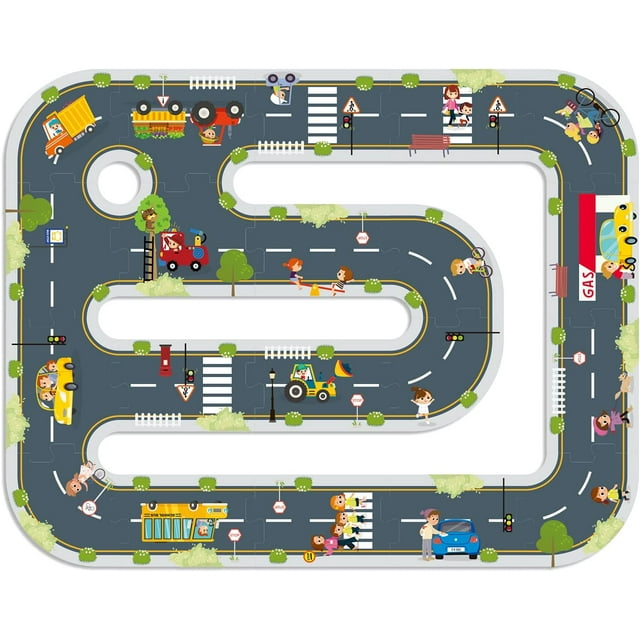 TOOKYLAND Casse-Tête de Plancher Routes de Ville - 21 Pcs - Casse-Tête de Rue Interactif, pour Enfants de 3 Ans et Plus