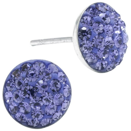 Sterling Earrings Pave Purple Crystal Elements Earrings Purple