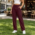 thumbnail image 6 of Lumosvexa Women's Drawstring Pants, Side Pockets Elastic Waist Straight Leg Fall Active Casual Pants Red 2XL, 6 of 8