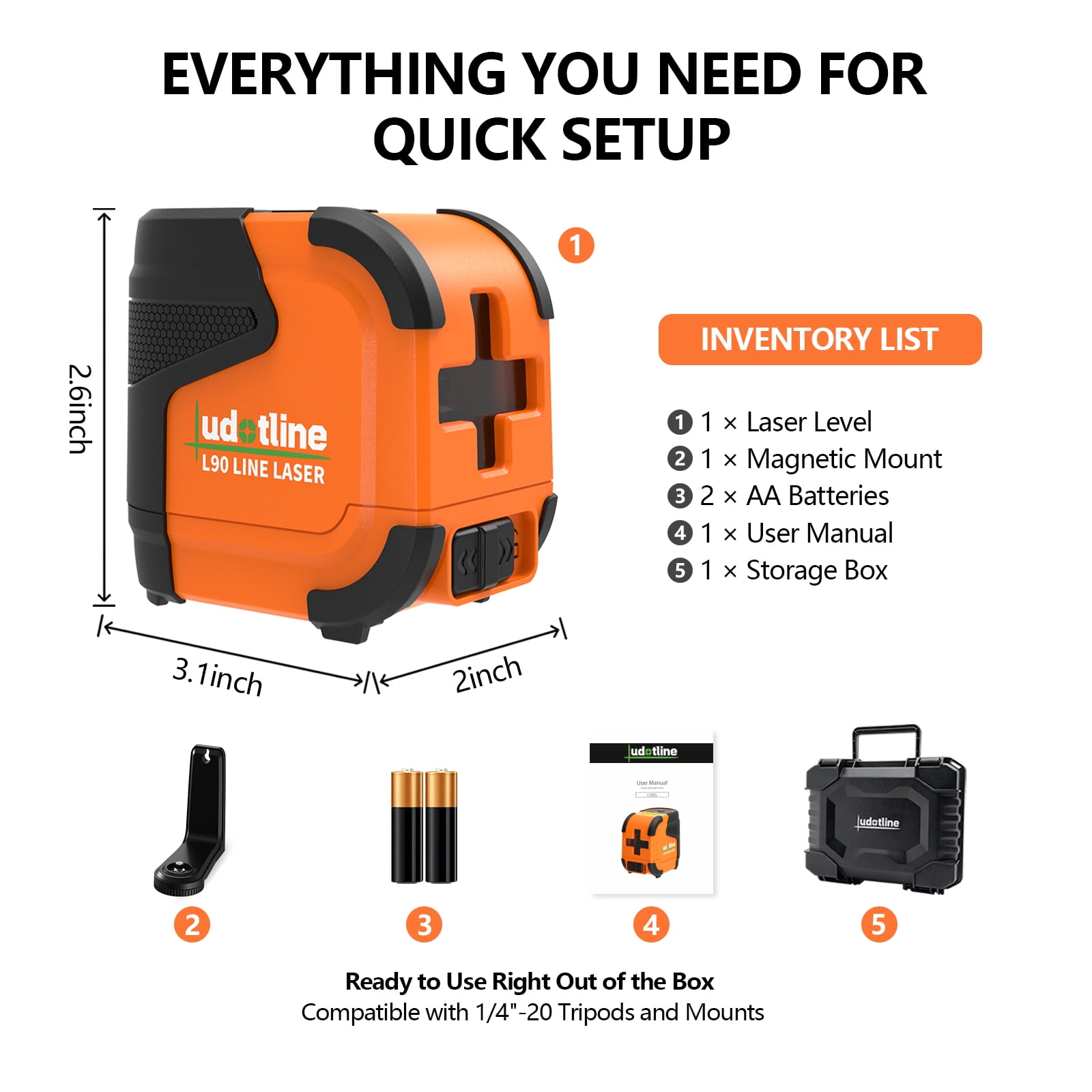 Ludotline L90 Pocket Cross-Line Laser – Compact and Durable Self-Leveling Green Laser Level with Pendulum Lock, Withstands 4-FT Drops. Ideal for Picture Hanging, Cabinets, Tile, and DIY Home Projects