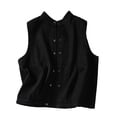 thumbnail image 2 of Ftwytp Women Summer Casual Cotton Linen Vest Tops Trendy Denim Sleeveless Blazer Cardigan Down Waistcoat Trend Loose Buttons Hoodless Outwear, 2 of 8