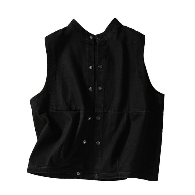 Timegard Womens Vests Cotton Linen Sleeveless Button up Shirts Tops Fall Fashion Open Front Jackets