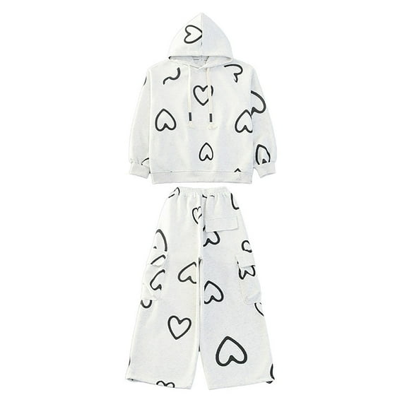 Generic Girls Fall Spring Long Sleeve Hoodie Sweatshirt and Sweatpant Clothing Sets with Pockets Teen Girls Sweatsuits 2pcs Outfits Oversized Hoodie and Sweatpants Set