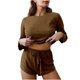 thumbnail image 2 of Puntoco Fashion Pijamas De Mujer Cuello Redondo Manga Larga Top+Pantalones Cortos Sueltos Conjunto para Uso En El Hogar Liquidación Puntoco Puntoco-1383, 2 of 3