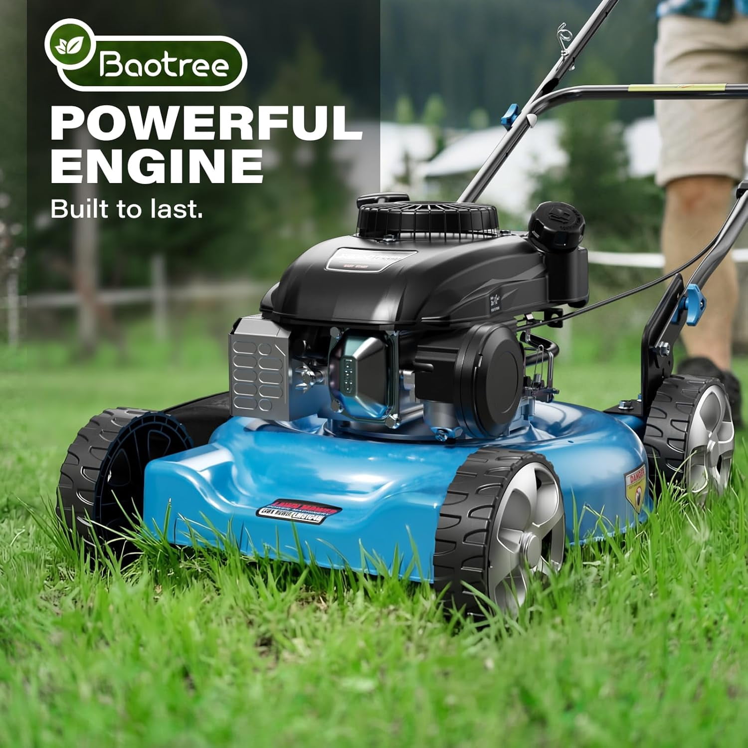 Gas Powered Push Lawn Mower, 20-Inch Cutting Deck, 144cc 4-Stroke Engine, 2-in-1 Side Discharge & Mulching, Lightweight Design for Small Yards Under 1/4 Acre