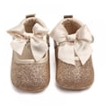 thumbnail image 4 of BESLY 0-18M Toddler Baby Girls Princess Sequins Shoes Moccasins with Rubber Sole Flower Print PU Leather Tassel Bow Shoes, 4 of 5