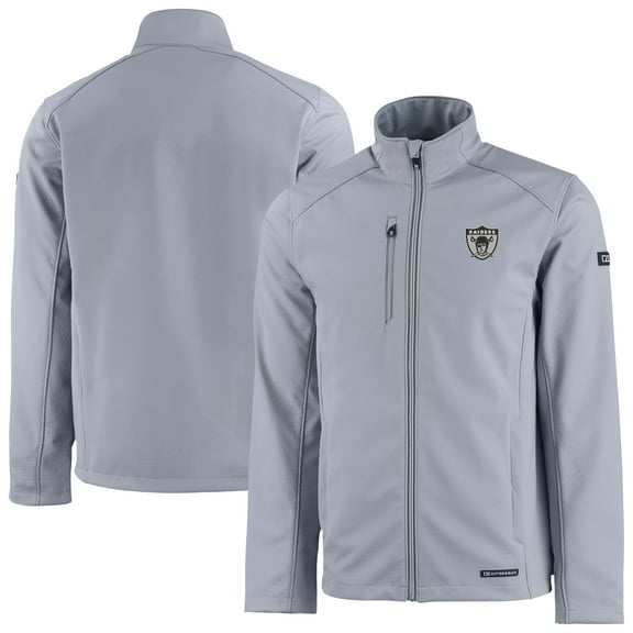 Men's Cutter & Buck Gray Las Vegas Raiders Evoke Eco Softshell Recycled Full-Zip Jacket