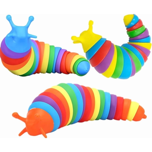 Piezas Juguetes Fidget Slug, Fidget Toy,Juguete Sensorial para Relajarse,Juguetes Sensoriales para Autismo, Regalos para Niños y Adultos (#1: Color 3 Piezas)