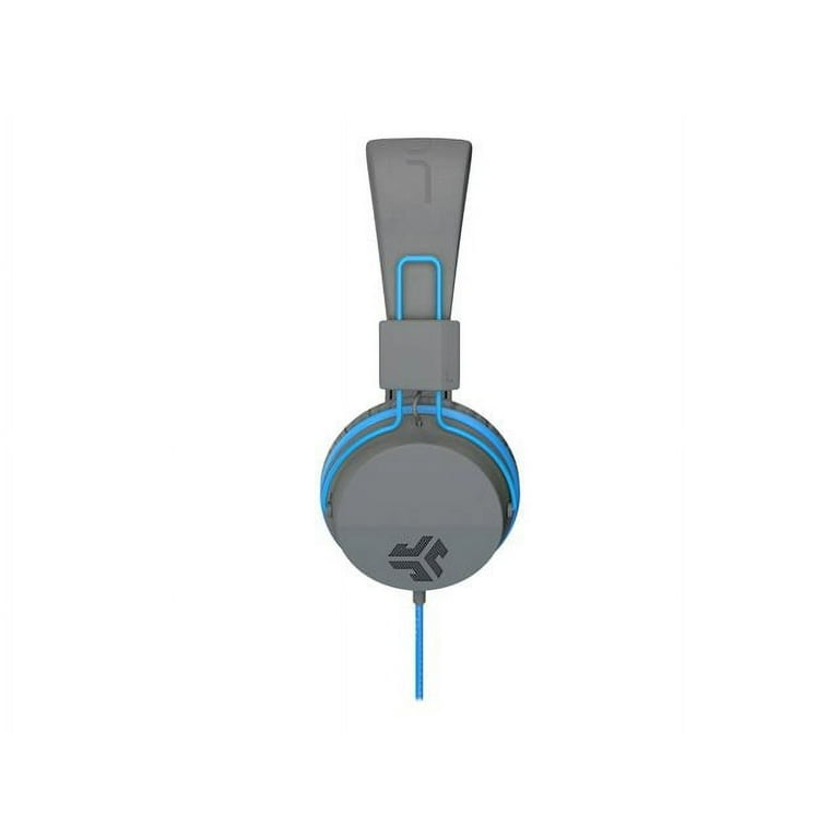 JLab Neon On-Ear Wired Headphones, Graphite/Blue, Feather JLab Neon On-Ear Wired Headphones, Graphite/Blue, Feather