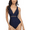 Navy, variant on Women's One Piece Swimsuit Plunge V Neck Monokini Sexy Low Back Mesh Swimwear Bathing Suits