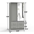 thumbnail image 2 of Better Home Products Sarah Double Sliding Door Armoire with Mirror in Light Gray, 2 of 10