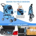 thumbnail image 4 of XF XINFENG Pet Stroller, 4 Wheel Portable Foldable Cat Dog Stroller Travel Carrier for Small Medium Dogs & Cats, 33 lbs Capacity Jogger Stroller with Cup Holder & Storage Basket, Blue, 4 of 8