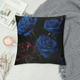 thumbnail image 2 of Leisuo  Rose Decorative Throw Pillow Cover, Soft Rose Floral Bouquet Square Cushion Case Set for Couch Sofa Bedroom Living Room, Elegant Royal Blue Romantic Pillow Cases Pillowcases White, 2 of 5