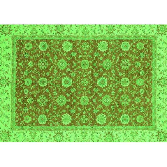 Ahgly Company Indoor Rectangle Oriental Green Traditional Area Rugs, 7' x 10'