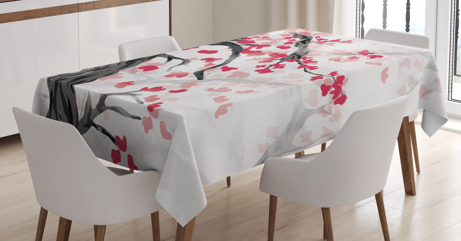 Collection Cherry Blossoms Tablecloths 60 X 90 Inch for Kitchen Tabletop Home Decorative Patio Dining Room Parties,Outdoor Summer