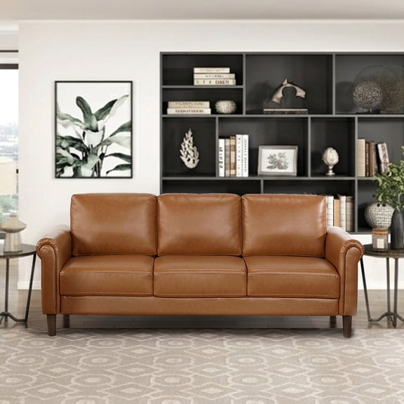 OakvillePark Marlinth Faux Leather Sofa, Brown