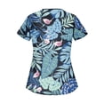 thumbnail image 3 of EHTMSAK Floral Scrub Set for Women Color Flowers V Neck Casual Workwear Scrub Shirt Outfits with Pocket Trendy Short Sleeve Scrub Tops Nurse Nursing Uniform Cute Shirt Blue M, 3 of 3