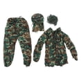 thumbnail image 2 of Traje Ghillie 5 en 1 Trajes de camuflaje verde que incluyen chaqueta, pantalones, capucha, bolsa de transporte, cintas de camuflaje para niños y adolescentes, altura de 4,3 a 4,9 pies, 2 of 10