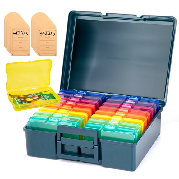 Find Scrapblooms Dark Green Seed Packets Storage Organizer For Gargen Planting,16pcs 4×6 inch Colorful Seed Boxes With 16 pcs seed bags