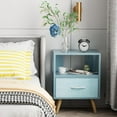 thumbnail image 2 of Night Stand, Blue Kids Nightstand with Drawer, Nursery Side Table with Open Storage, 2-Tier Modern End Table, Bedside Table for Small Space, Living Room, Bedroom, 2 of 8