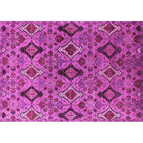 Ahgly Company Indoor Rectangle Oriental Pink Industrial Area Rugs, 8' x 10'