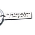 thumbnail image 3 of Sonducket Llavero personalizado con letras grabadas para conducir seguro, llavero de coche de acero inoxidable, llavero de regalo para marido y novio Ropa, zapatos y accesorios Miscelánea No.09 Sonducket JJ20577-09, 3 of 3