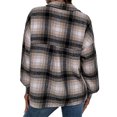 thumbnail image 4 of Seyurigaoka Women Juniors Shacket Coat, Women’ s Plaid Turn-Down Collar Long Sleeve Shirt Jacket, 4 of 9