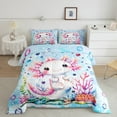 thumbnail image 2 of Manfei Cute Axolotl Bedding Queen Comforter Set,Colorful Ocean Sealife Down Comforter,Coral Shell Bedding Sets Queen with Comforter For Girls,Ultra Soft Room Decoration Reversible,3 Pieces, 2 of 7