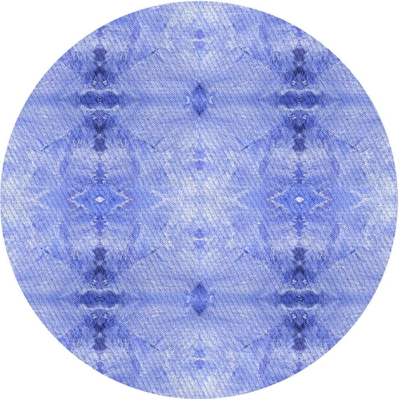 Ahgly Company Indoor Round Patterned Light Slate Blue Area Rugs, 4' Round