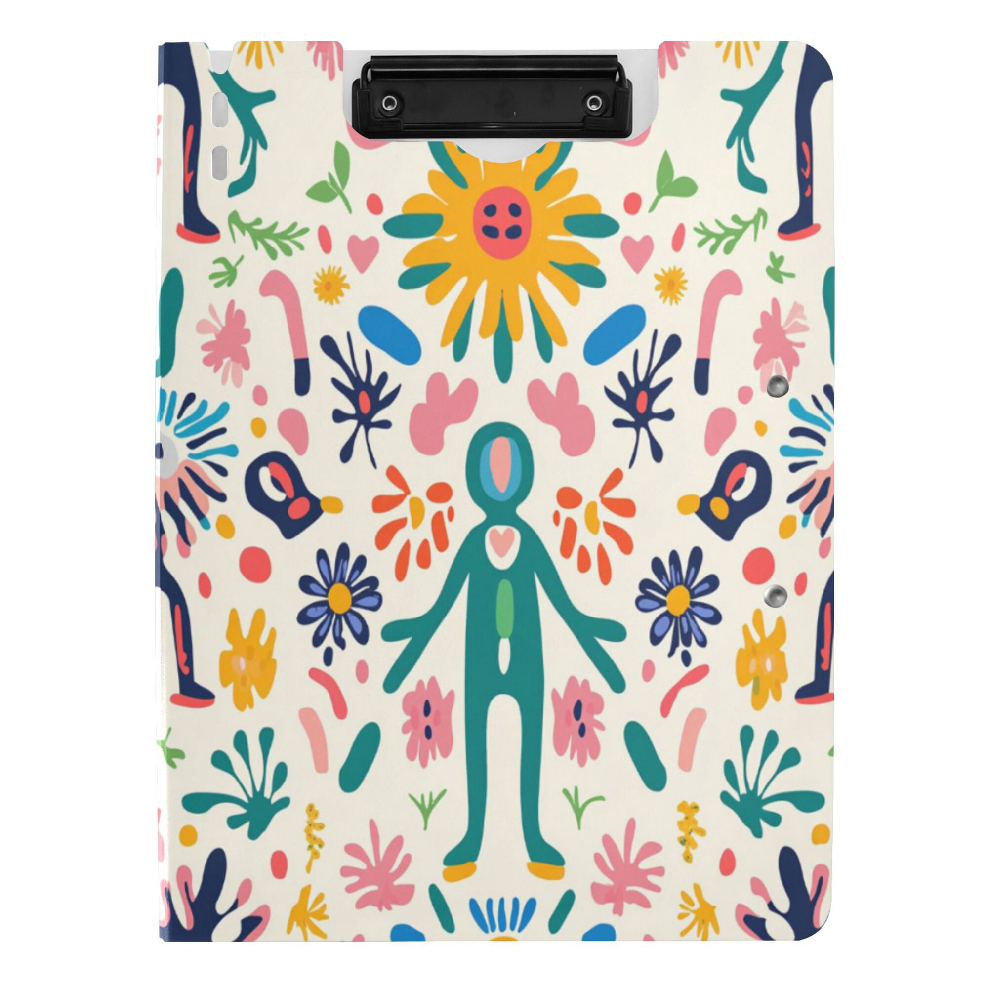 FORMRS A4 Clipboard Folder with Pen Holder Horizontal Foldable School Office Binder, Abstract Floral