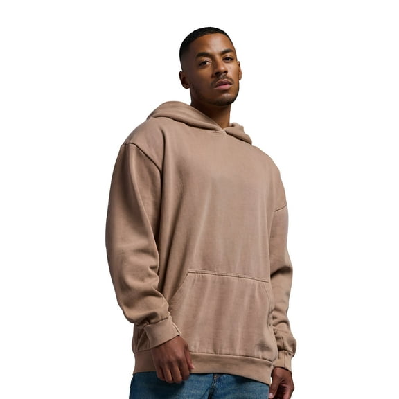 Expert Brand USA-Made Men's Oversized Heavyweight Cotton Pullover Hoodie, Desert, Large