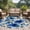 Blue Beige, variant on Round Area Rug 8 Ft, Blue Flowers Washable Non-Slip Circle Carpet for Living Room/Bedroom, Spring Watercolor Floral Leaves Plants Beige Collection Low-Profile Large Area Rugs for Indoor