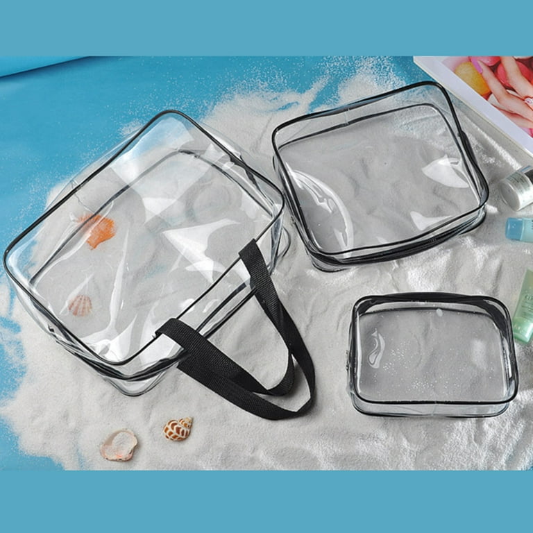 Storage Bags for Bedding Clothes w/Zipper and Handles Clear Plastic  Waterproof Underbed 23.5x23.5x7.4 4 Pack