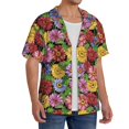 thumbnail image 2 of Daiia Daisies Flowers Men's Linen Shirts Short Sleeve Casual Shirts Button Down Shirt for Men Beach Summer Wedding Shirt-Small, 2 of 6
