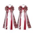 thumbnail image 2 of Footwear Decoration Supplies, 1 Pair Red Plaid Ribbon Bow Shoe Charms, White Lace Trim Dangling Shoe Tassels, Pearl Detailed Cowboy Boot Hanging Decor Pieces, 7X3 Inch, 2 of 3