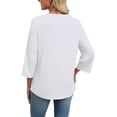 thumbnail image 6 of WIHOLL 3/4 Length Sleeve Summer Tops for Women Trendy Blouses V Neck Lace Shirt Beach Vacation Cruise Outfits, 6 of 11