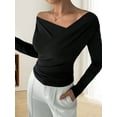 thumbnail image 6 of Women'S Off-the-Shoulder Tops, Fashionable Slim-Fit Long-Sleeved Spring and Autumn Nightclub Shirts Black M, 6 of 8