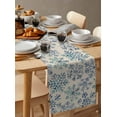 thumbnail image 6 of Blue Christmas Burlap-Cotton Table Runner 120 Inches Long,Xmas Snowflake Simple Retro Beige Farmhouse Table Runners,Outdoor Dining Tablecloths Decor for Baby Shower Party Wedding 13x120, 6 of 9