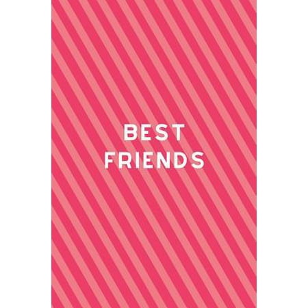 Best Friends: Medium Lined Journal/Diary for Everyday Use Hot Pink with Diagonal Stripes