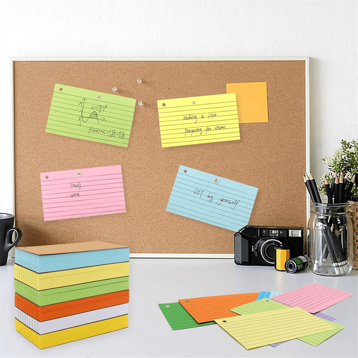 800 PCS Index Cards 3x5 Inches Colored Flash Cards with Ring, Punched Lined Flashc G22074