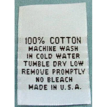 100 Pcs Woven Clothing Labels, Care Label White - 100% Cotton
