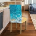 thumbnail image 5 of Xoenoiee Beach Starfish Seashell Print Chair Covers for Dining Room, Stretch Jacquard Dining Chair Covers, Removable Parsons Chair Slipcover, Washable Chair Protector for Hotel Restaurant, 1 Pack, 5 of 7