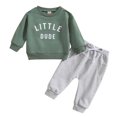 thumbnail image 2 of JIANJIA Toddler Boys Outfit Sets Letter Print Crew Neck Long Sleeve Sweatshirts Tops With Pants Tracksuit Autumn Winter Sportwear, 2 of 3