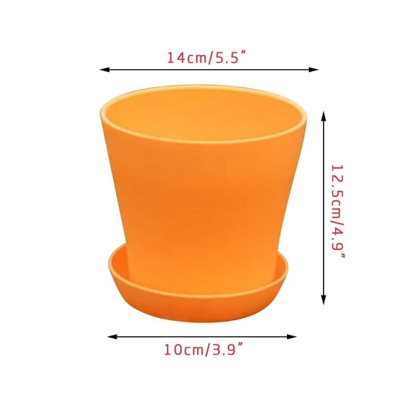 Plant Pot Open Top Plant Pot Pp Resin Planter with Drainage Tray for Balcony Green Plants Horticulture High Waist Design Size 5.5x5x4" Flower Pot